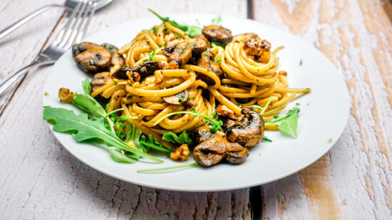 vegane Pasta mit Pilzen